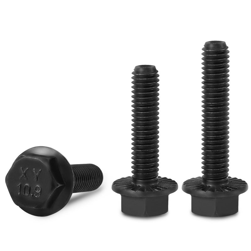 VGBUY M6-1.0 x 16mm Flanged Hex Head Bolts,External Flange Hex Drive Screws,Class 10.9 Black Zinc Plated,Alloy Steel,Full Coarse Thread,Pump,Fix Car,DIY Project(55Pcs) - Image 2
